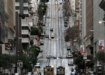 One of the steepest street views of Nob Hill